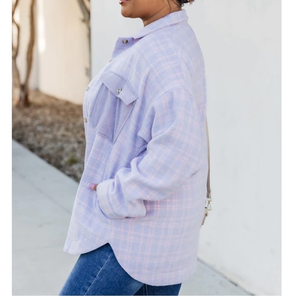 Pink Pily Purple Plaid Shacket - Krista X Pink Lily - Size Medium - Picture 3 of 5